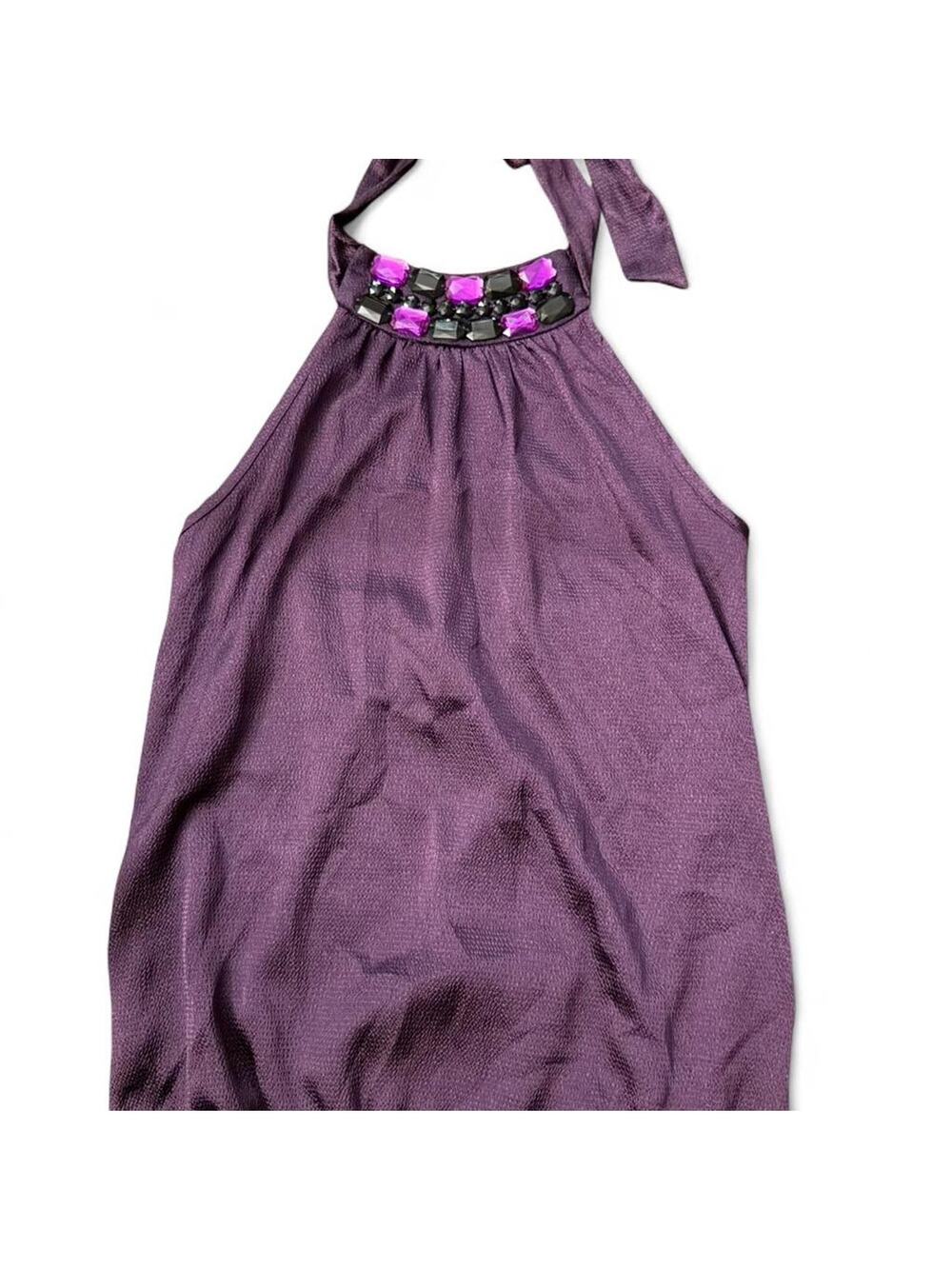papaya halter top with beaded neckline
